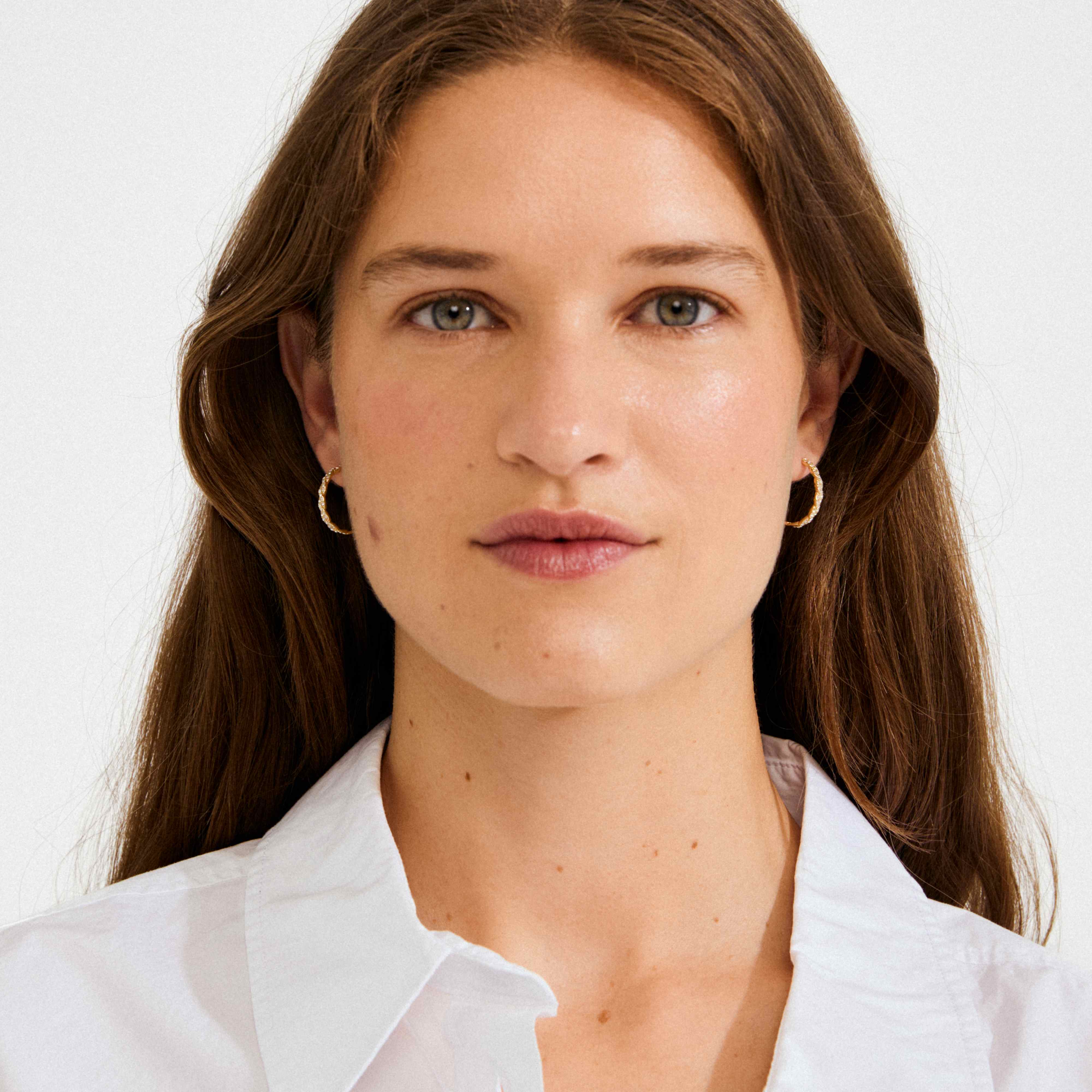 Ezo Twirled Medium Crystal Hoops - Image 3