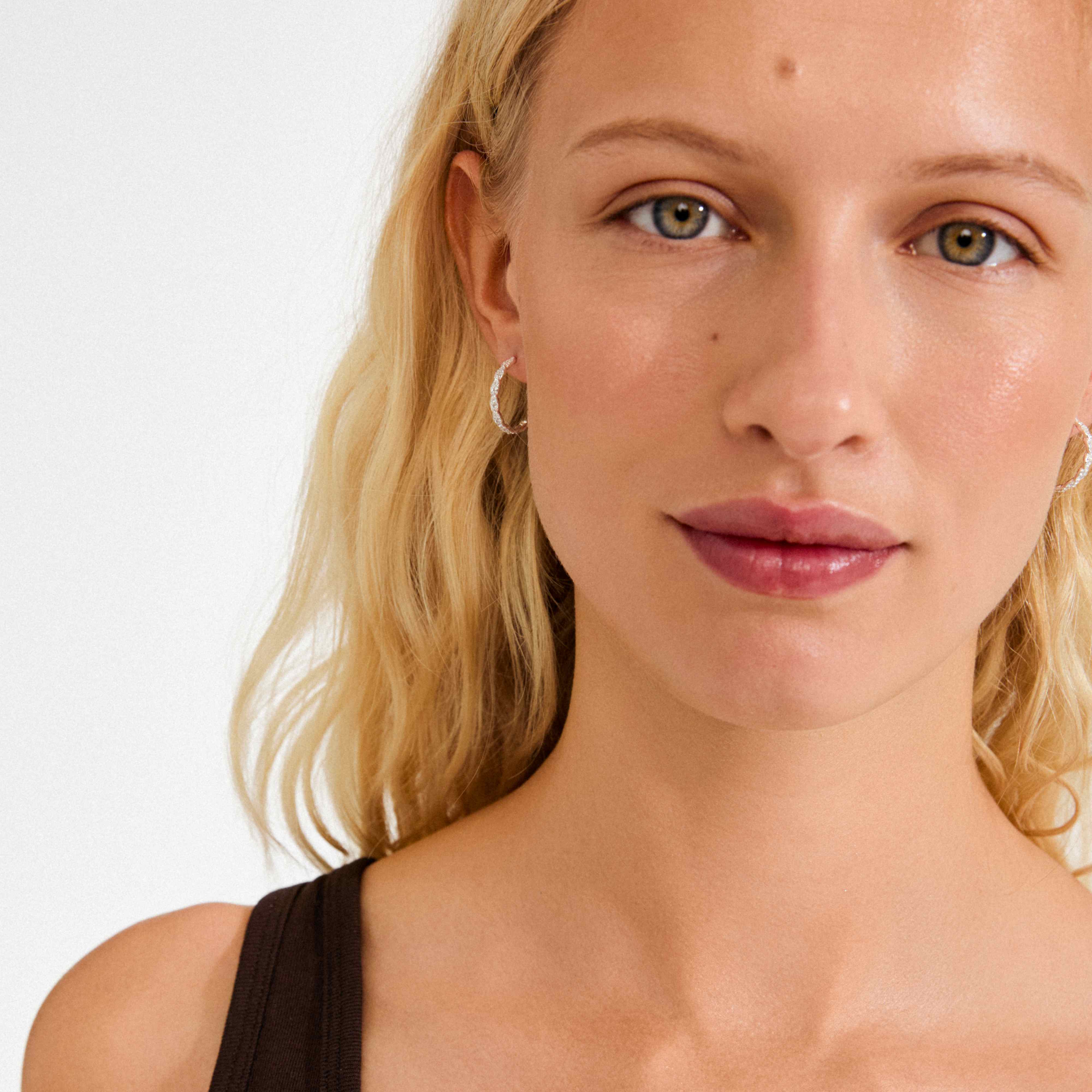 Ezo Twirled Medium Crystal Hoops - Image 6