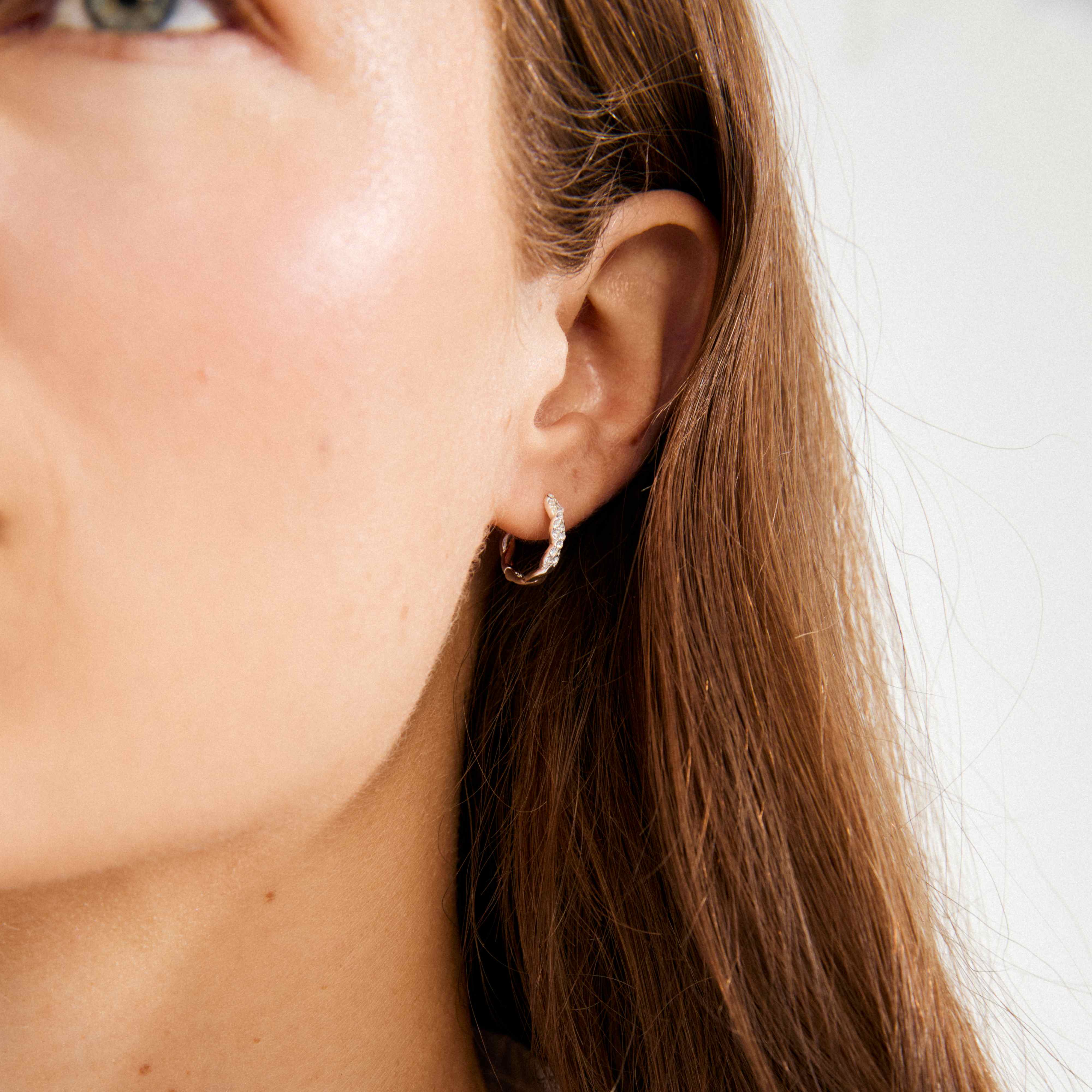 Ezo Twirled Small Crystal Hoops - Image 4