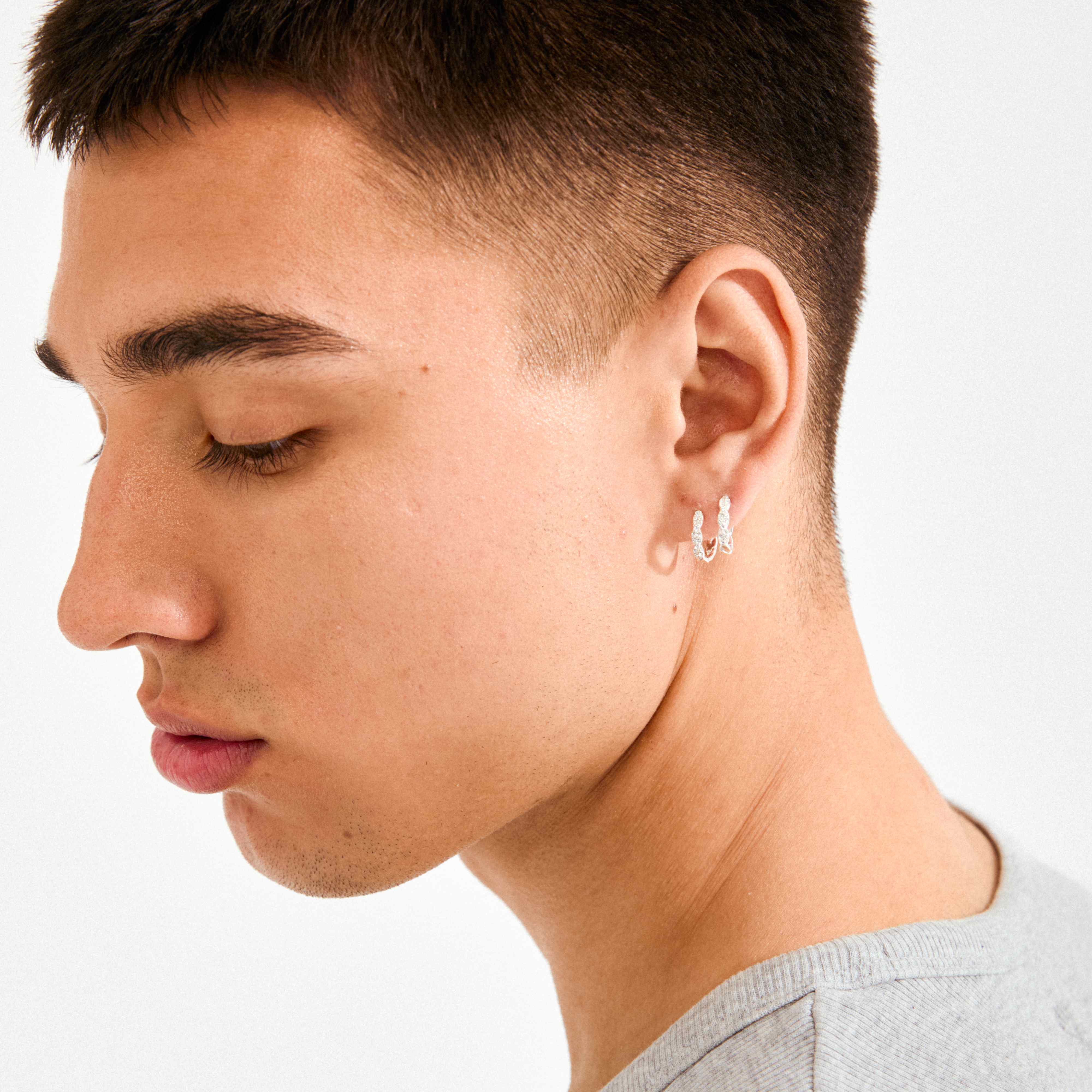 Ezo Twirled Small Crystal Hoops - Image 5