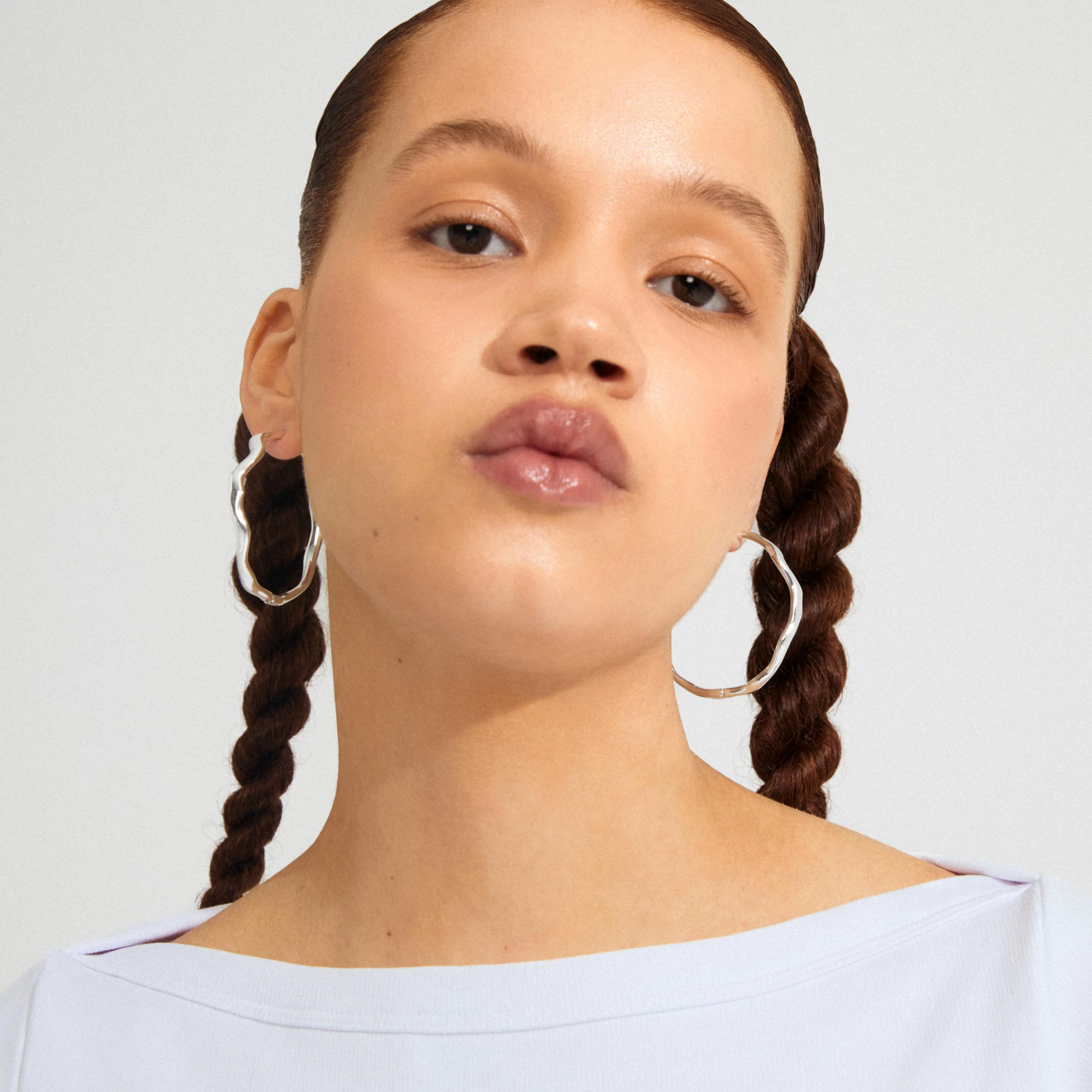 LARKIN recycled large wavy hoop earrings - Image 5