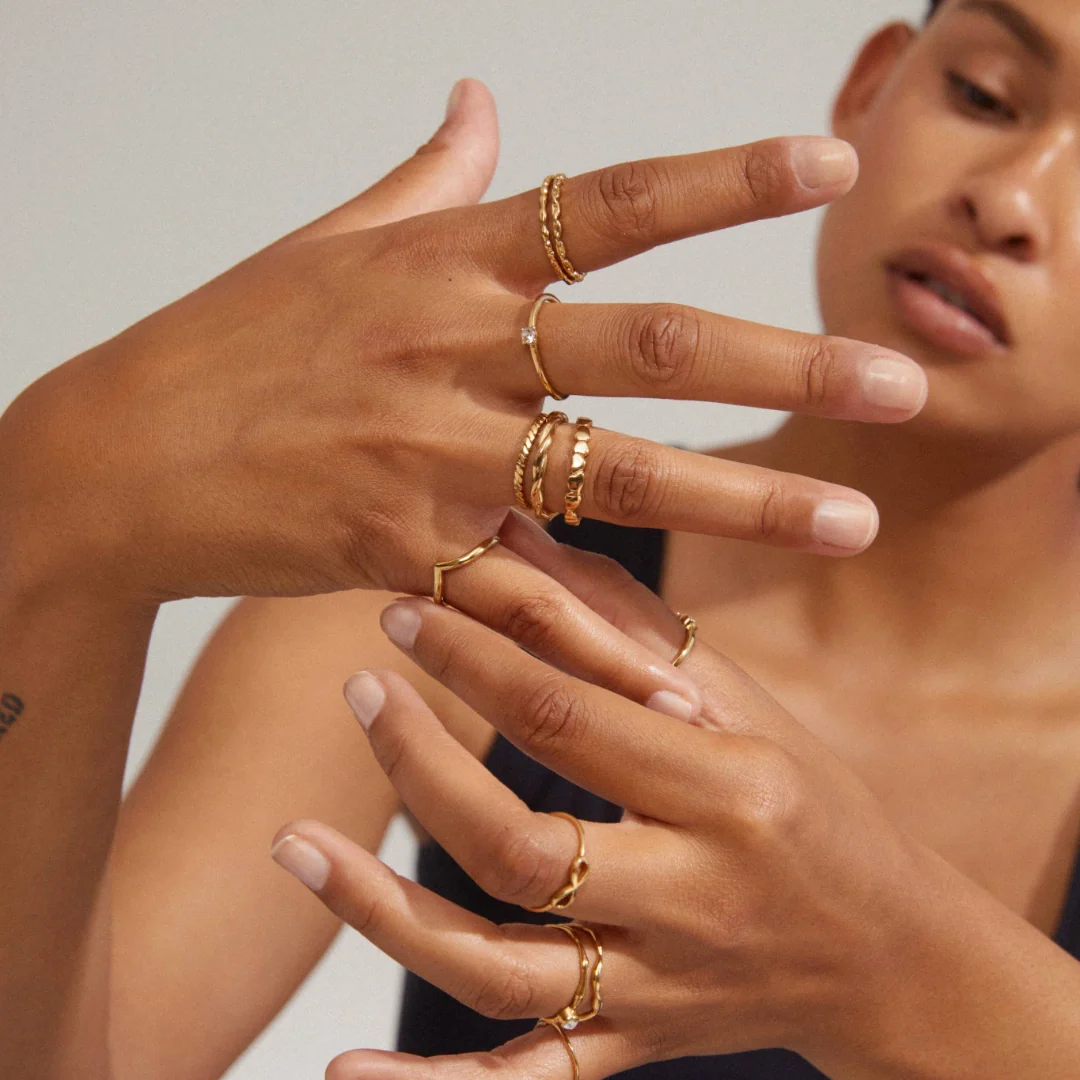 Lulu Recycled Organic Shaped Stack Ring - Image 5